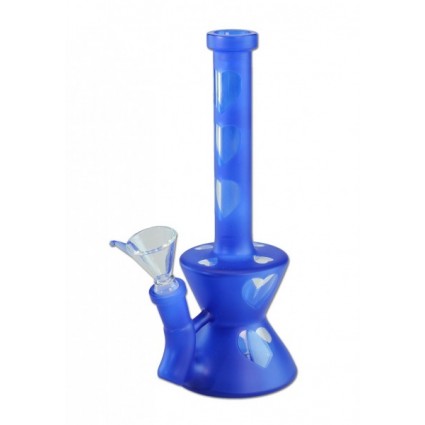 Glass Bong with Hearts matt blue